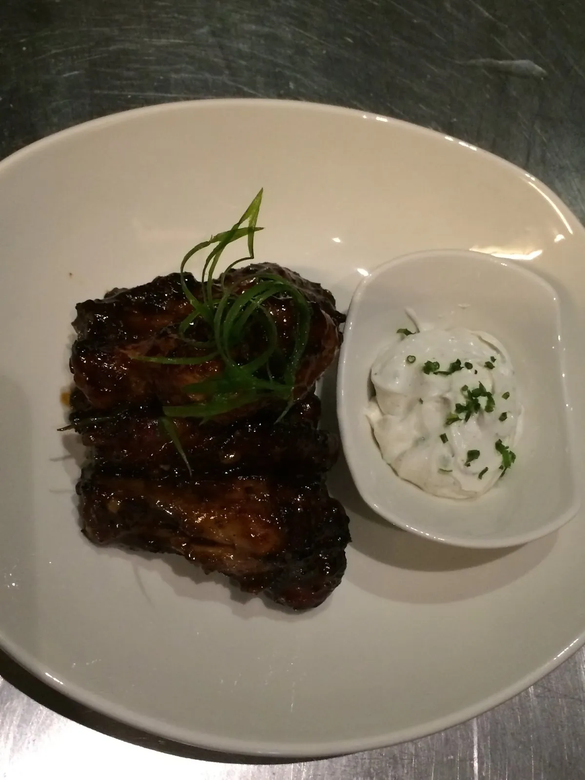Sticky BBQ Chicken Wings With Blue Cheese Dip