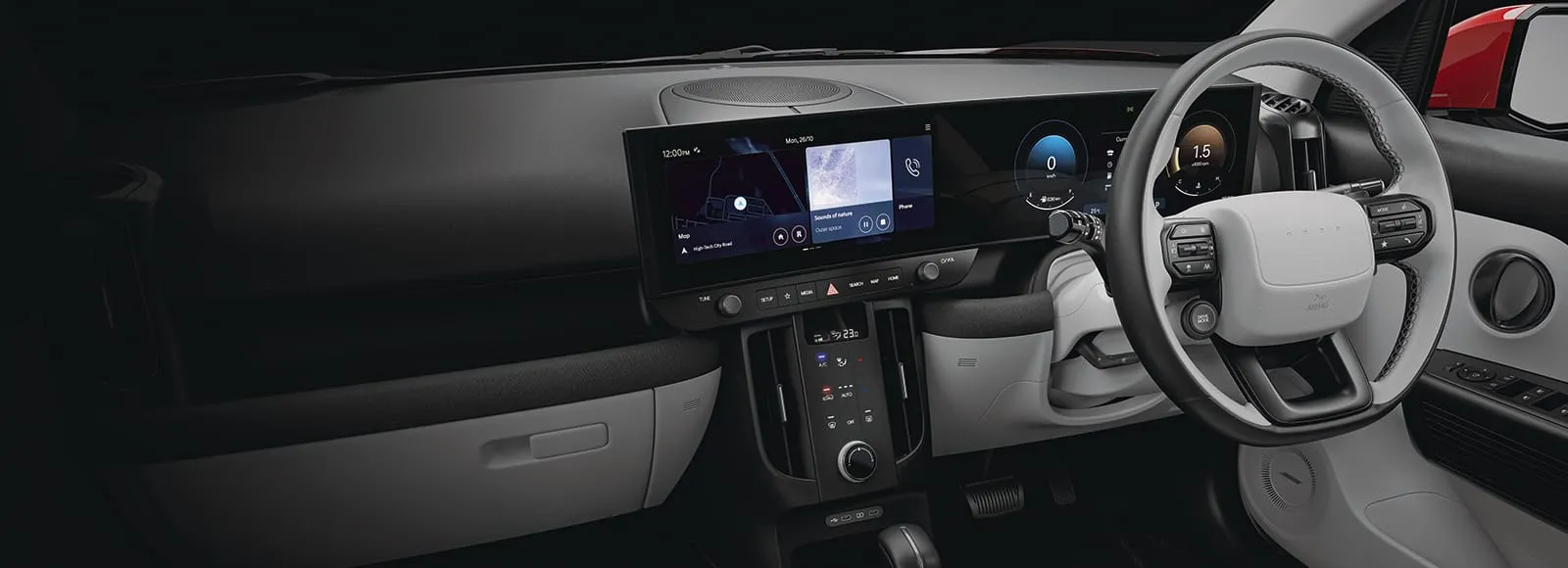 Hyundai Bayon dashboard with twin curved 12.3-inch screens